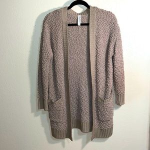Zenana Premium open cardigan sweater, dark taupe/light brown, size S